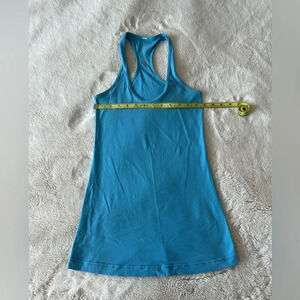 Lululemon Cool Razorback Tank Top Blue with Lavender Purple Stripes EUC